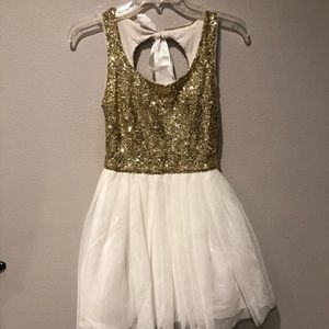Short White and Gold Dress